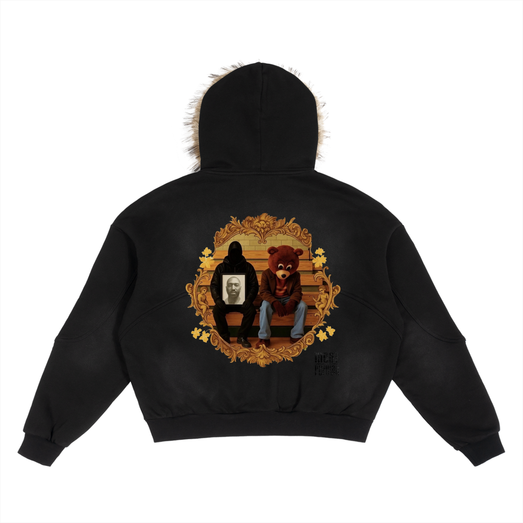 Kanye West - College Dropout x Vultures 2 - Sun Fade Detachable Fur Hoodie