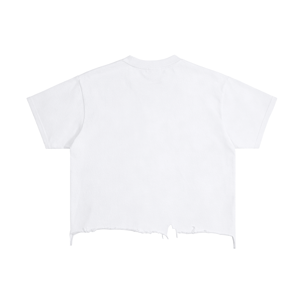 Kanye West - College Dropout x Vultures 2 - Vintage Wash Boxy Distressed Hem T-Shirt White