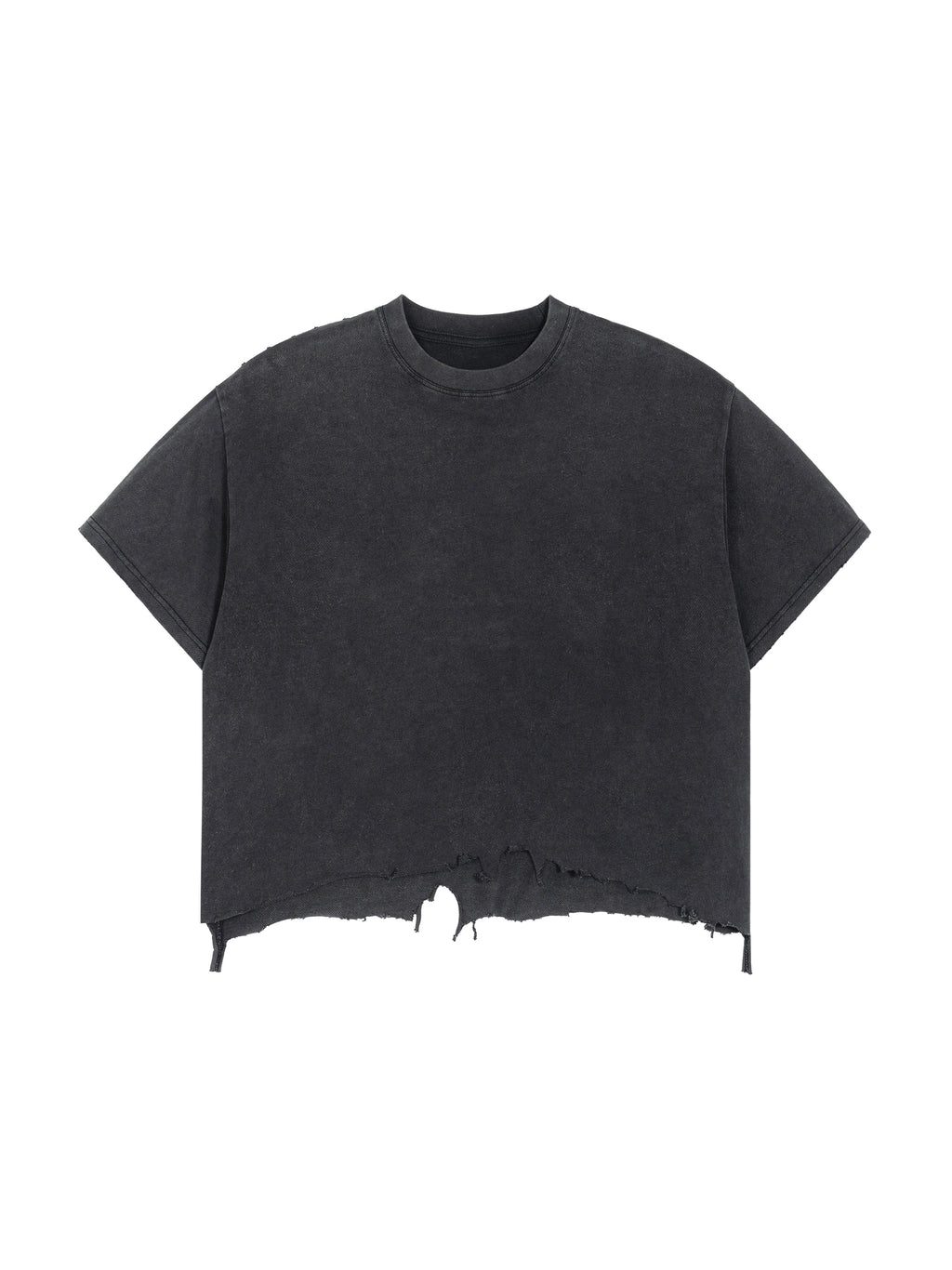 Kanye West - College Dropout x Vultures 2 - Vintage Wash Boxy Distressed Hem T-Shirt Black